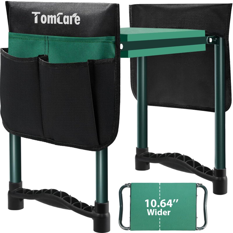 TomCare Garden Kneeler and Seat 10.64â€ Wider Larger Soft Kneeling Pad Garden Bench with 2 Large Tool Pouches Heavy Duty Garden Stool Foldable Tools Gardening Gifts for Women Men Gardeners - Image 1